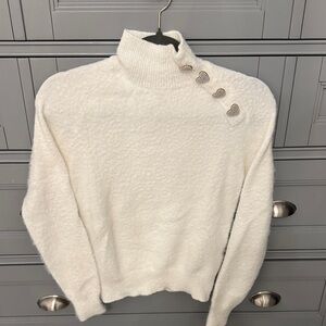 H&M Cream Turtleneck Sweater with Heart Buttons